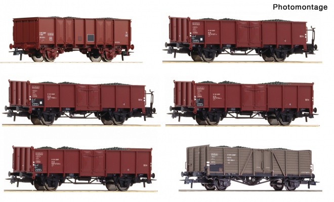 Set of 6 gondola cars DB,CFL,SNCF<br /><a href='images/pictures/Roco/Roco-75945.jpg' target='_blank'>Full size image</a>